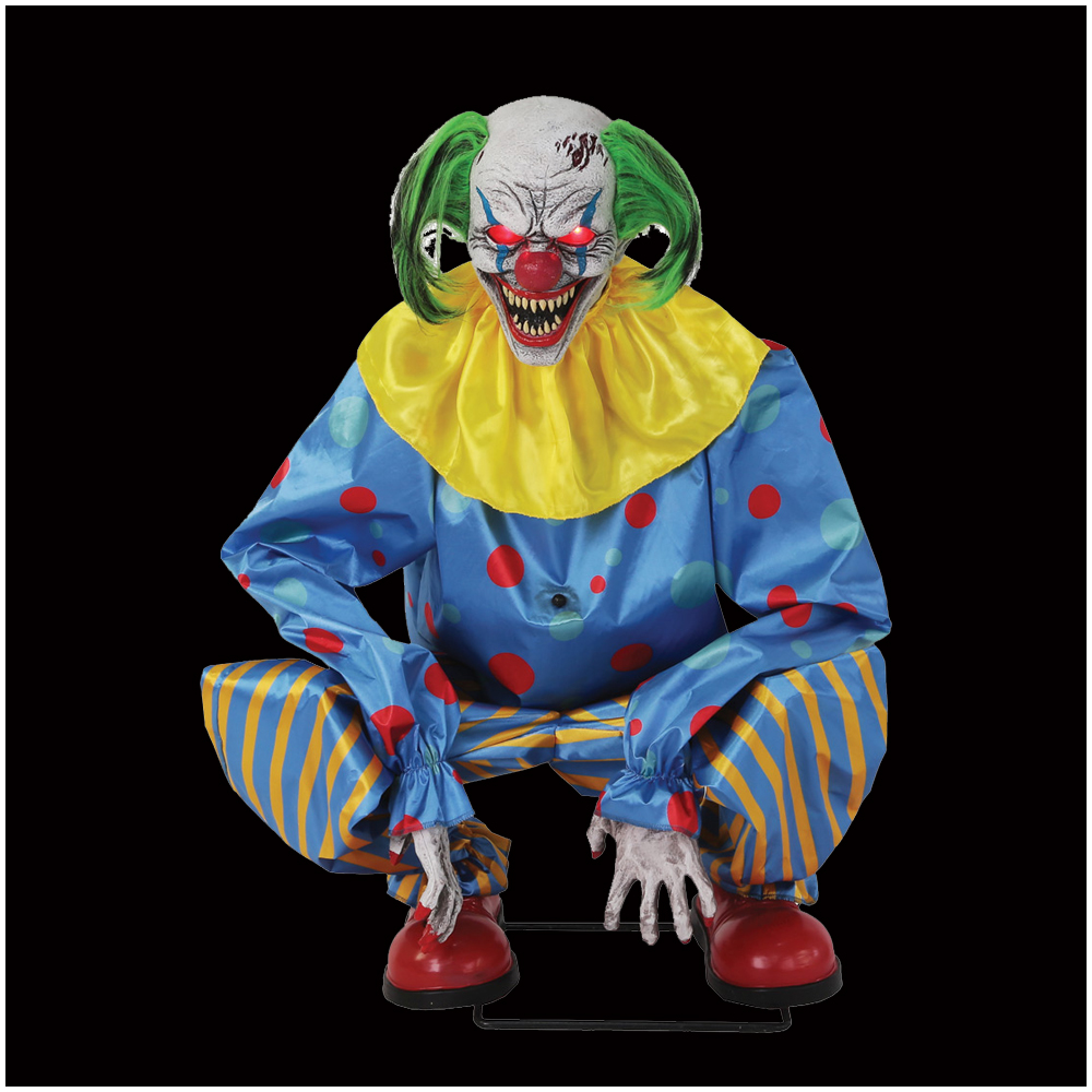 Animated Crouching Blue Clown