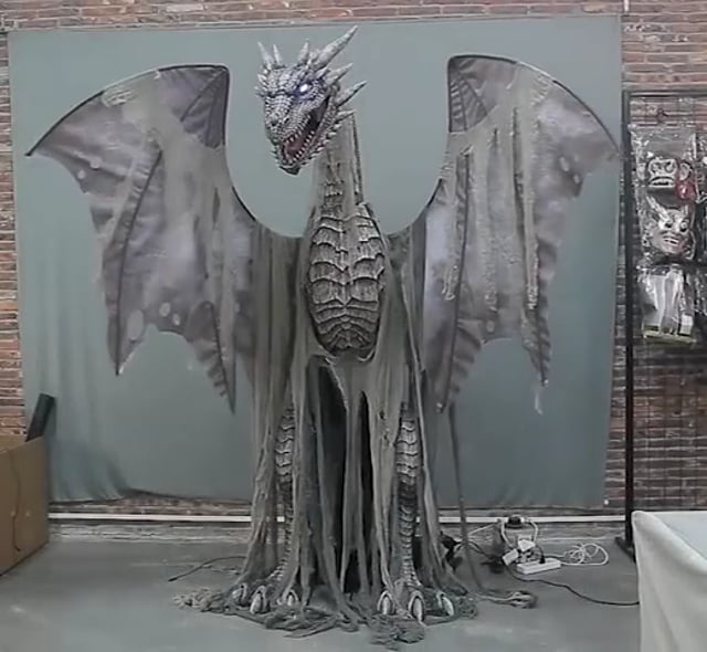 7ft Winter Dragon Animated Prop