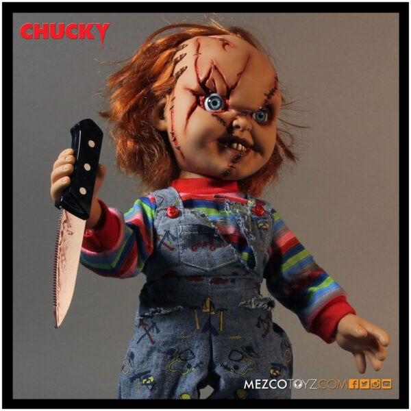 MEZCO 15" Mega Scale Talking Scarred Chucky Doll-0