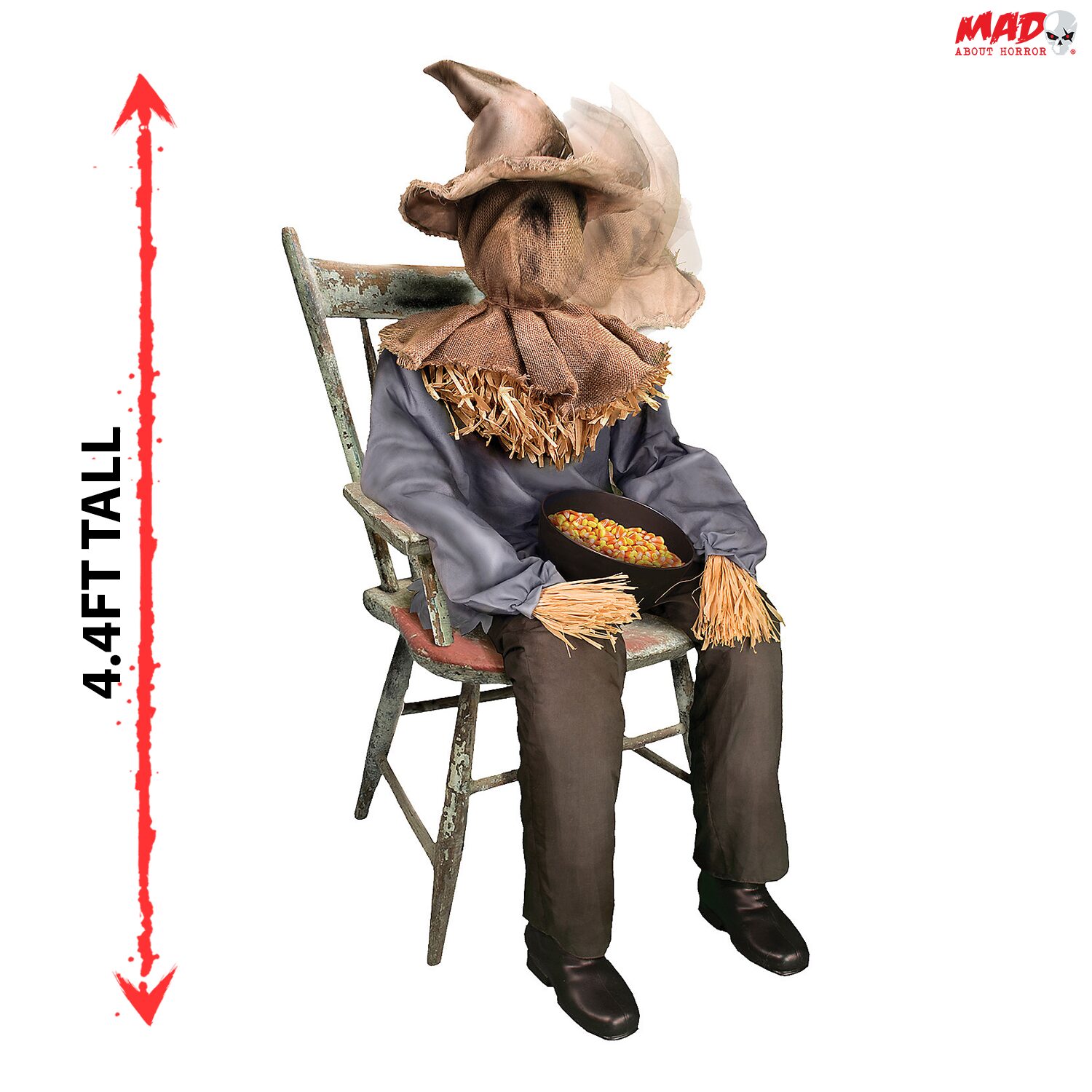 4.4ft Animated Sitting Scarecrow Halloween Prop