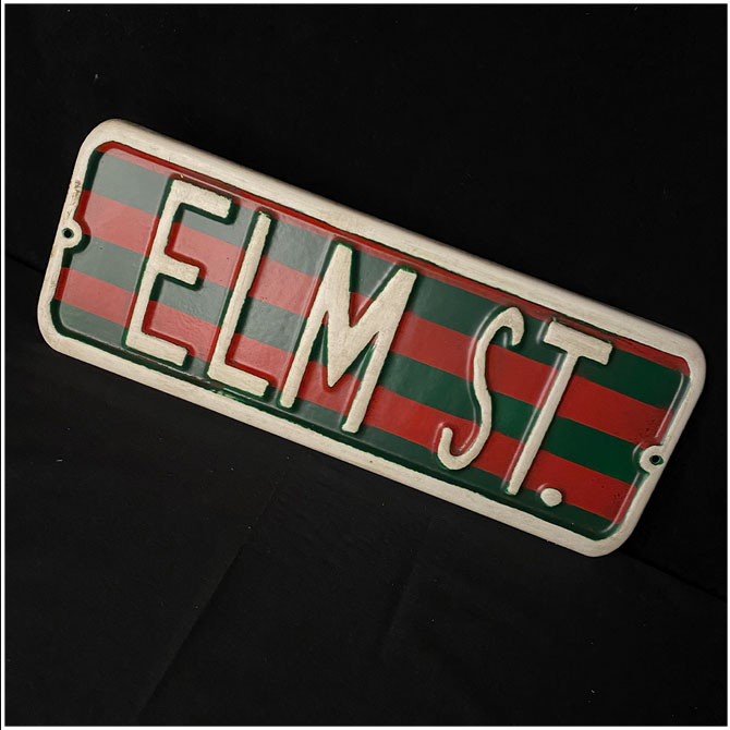 Elm Street Replica Sign with Sweater Stripes