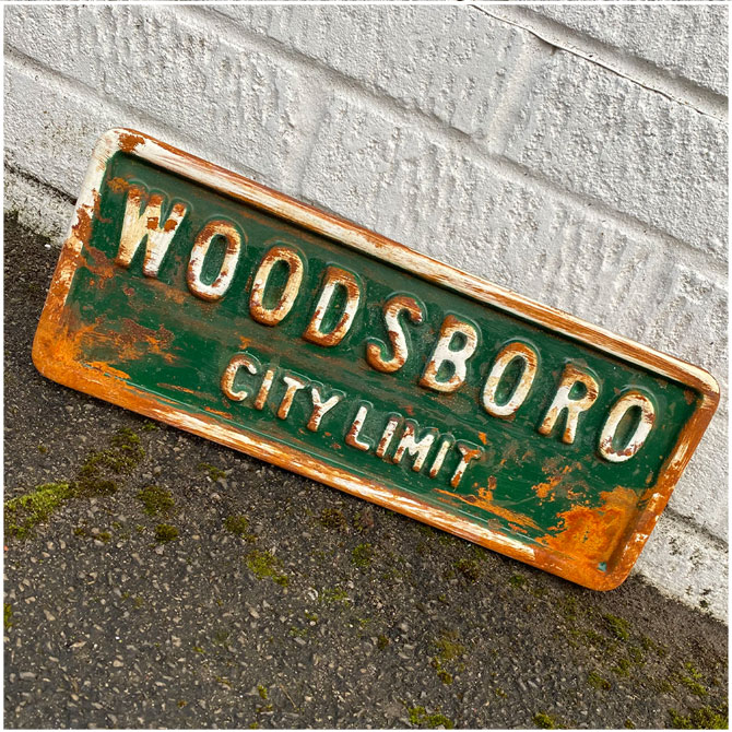 Woodsboro City Limits Replica Rusty Street Sign