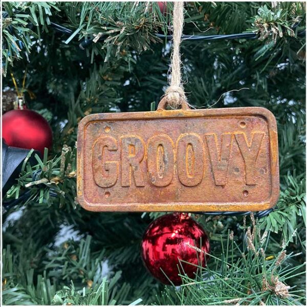 Christmas Tree Ornament - Evil Dead, Groovy License Plate