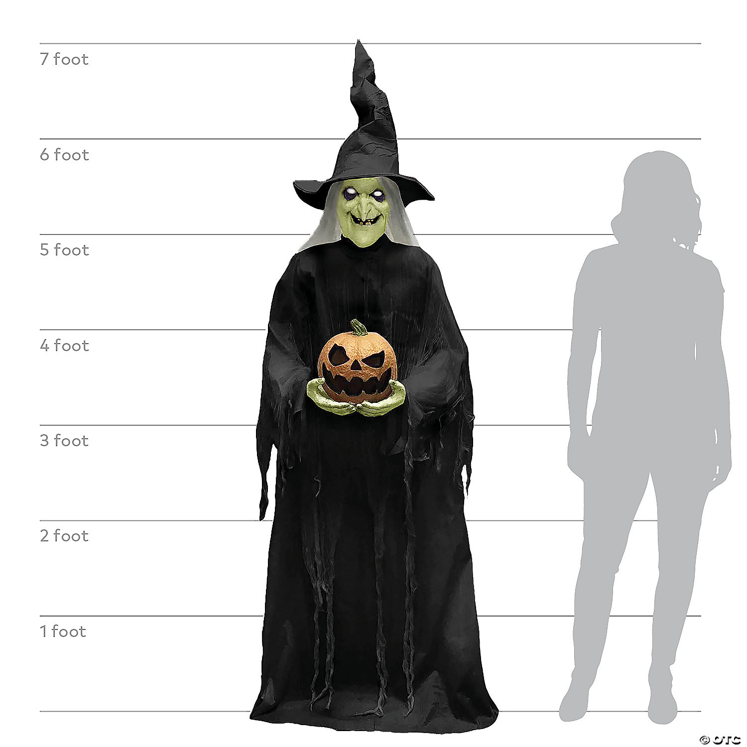 7ft Green Witchy Witch Animated Prop