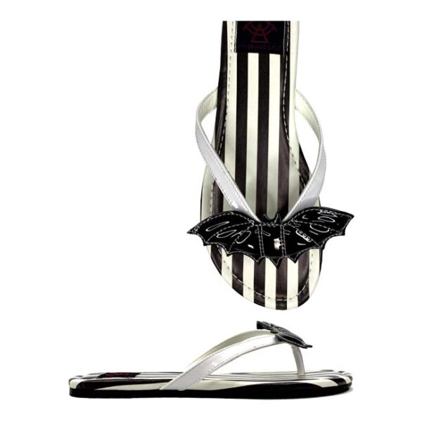 Strange Cvlt Betty Bat Stripe Black/White Sandal