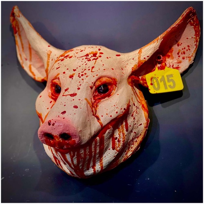 Pig Head Prop with Tag