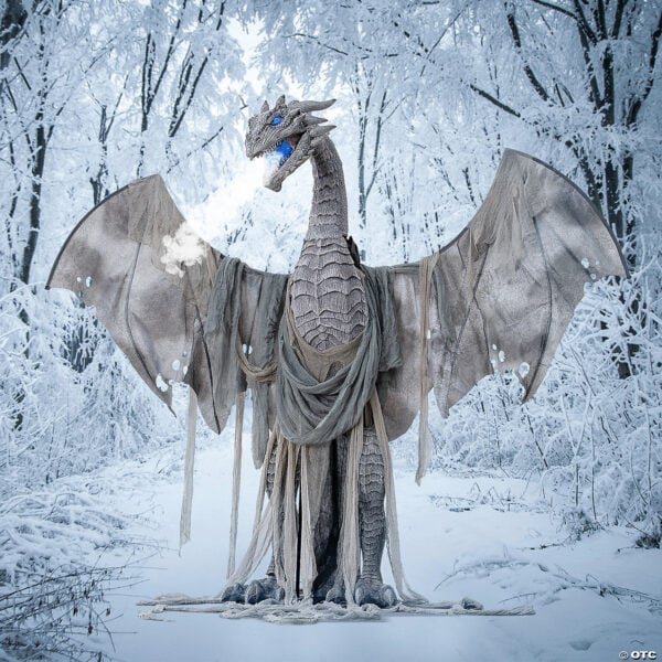 7ft Winter Dragon Animated Prop