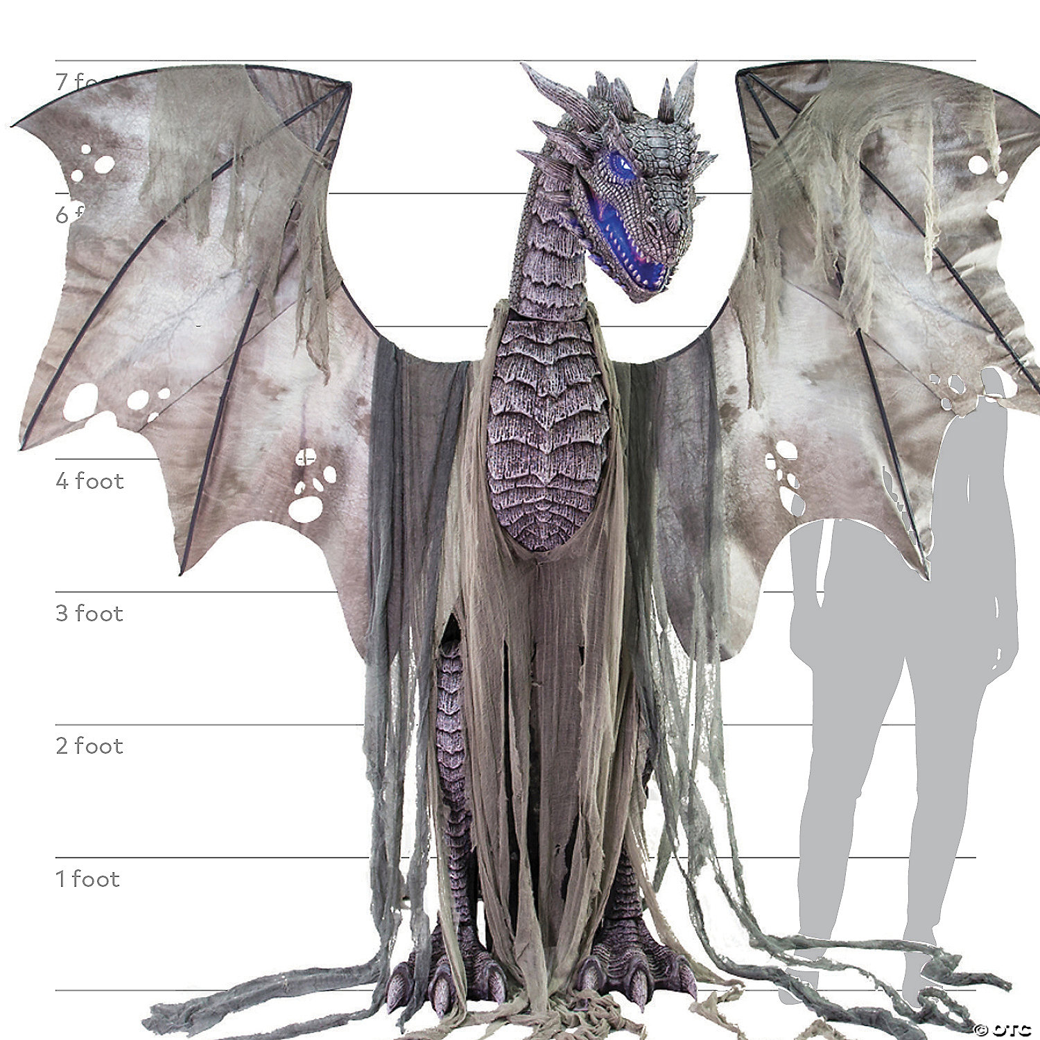 7ft Winter Dragon Animated Prop