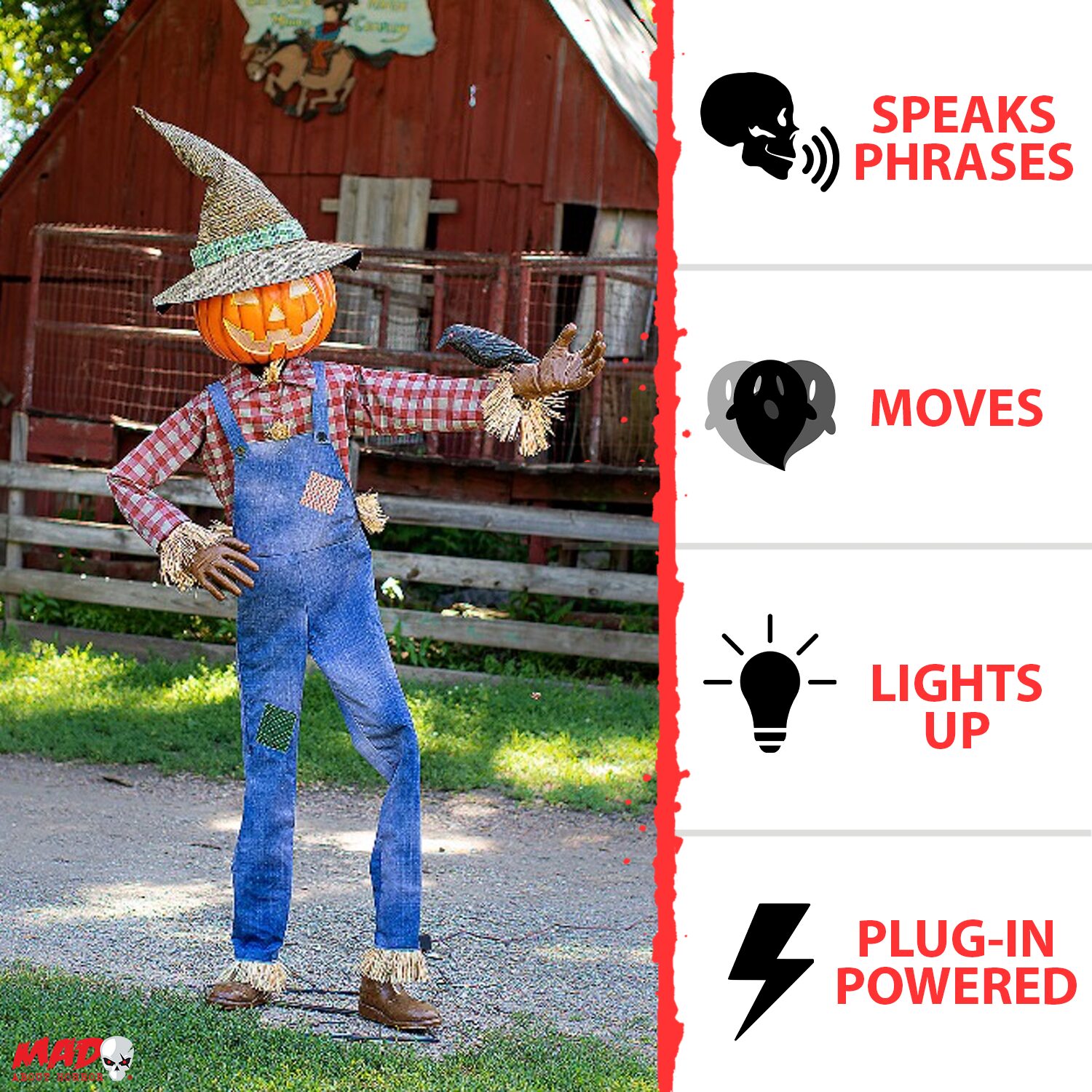 6ft Animated Whimsical Scarecrow Prop