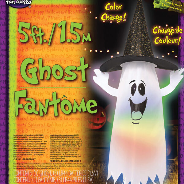 Light up ghost with witch hat halloween decoration