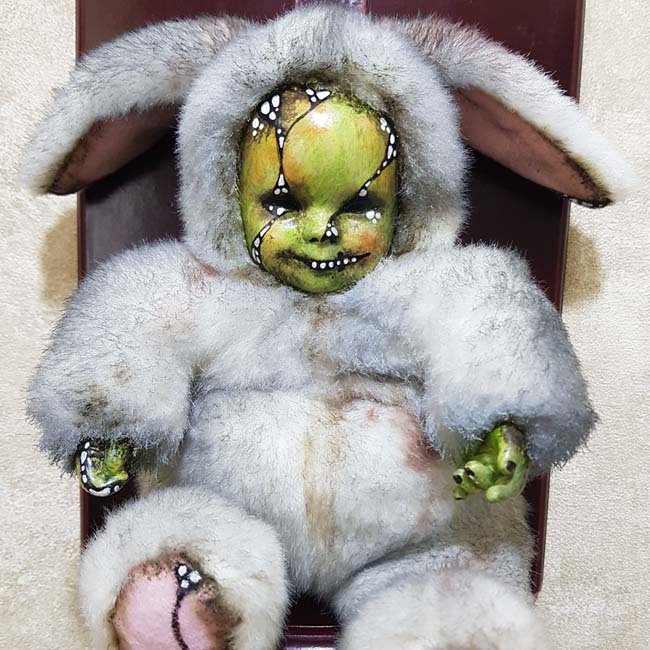 Halloween Rabbit Plush Toys Creepy Gothic Bunny Plush Doll Spooky