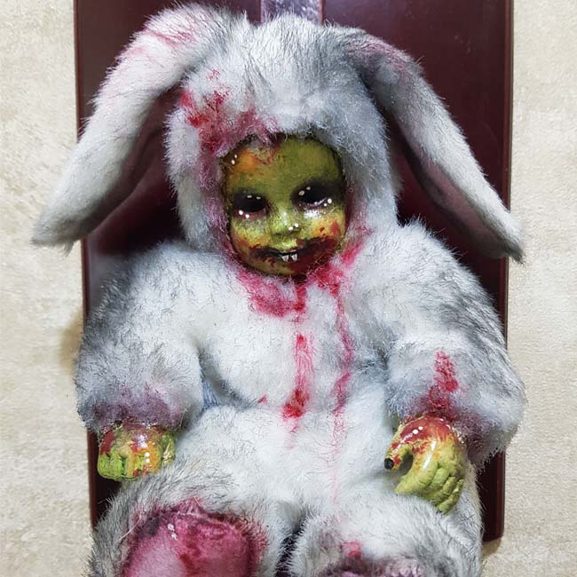 Creepy Easter Rabbit, Zombie Bunny Art Doll, Halloween Homeware