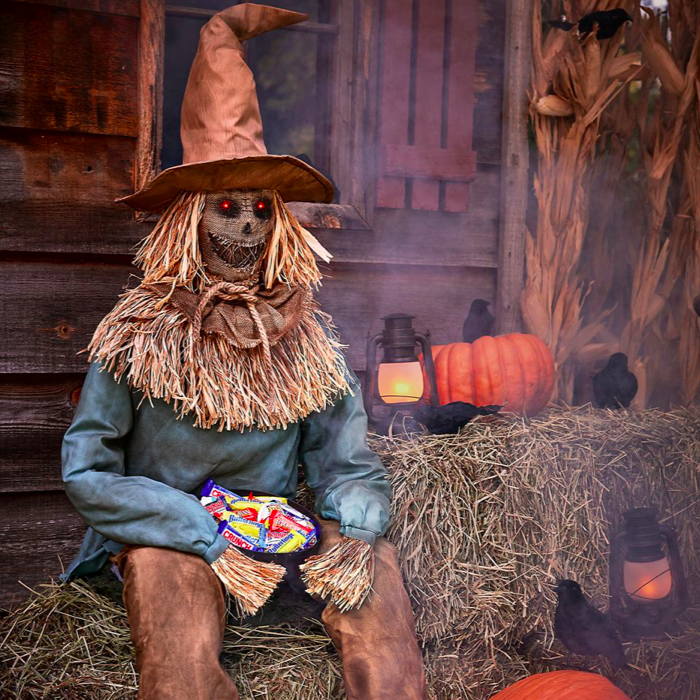 4.5 Ft Scary Sitting Scarecrow Animatronic | Mad About Horror