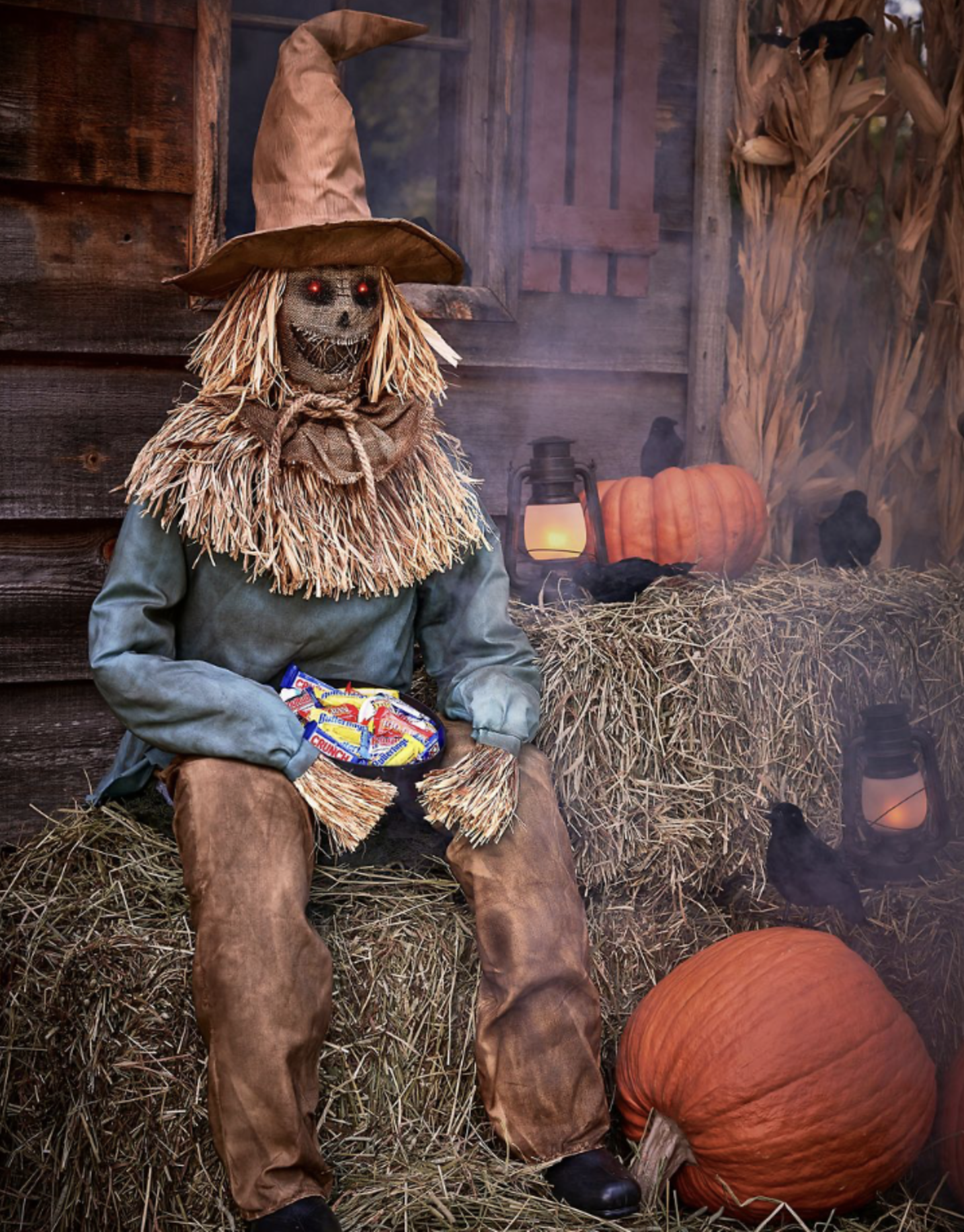 4.5 Ft Scary Sitting Scarecrow Animatronic (Spirit Halloween)