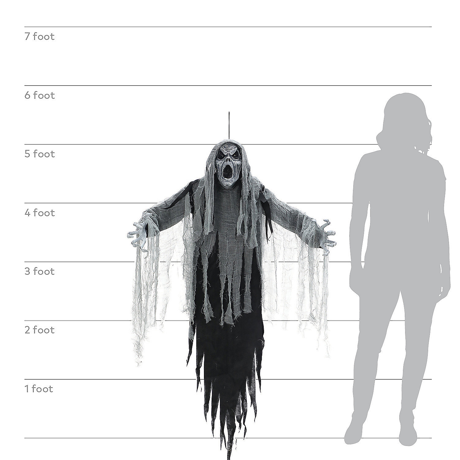 5ft Hanging Howling Ghost Halloween Prop