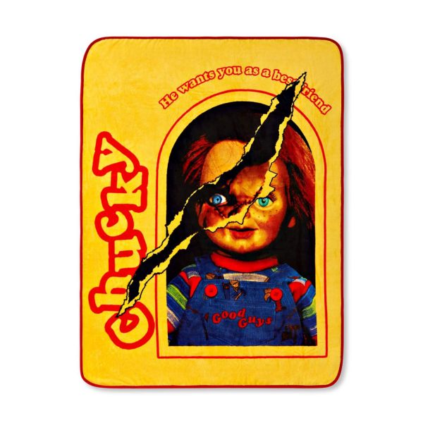 spirit halloween chucky fleece blanket