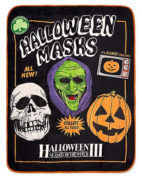 Halloween Masks Fleece Blanket - Halloween III (Spirit Halloween)