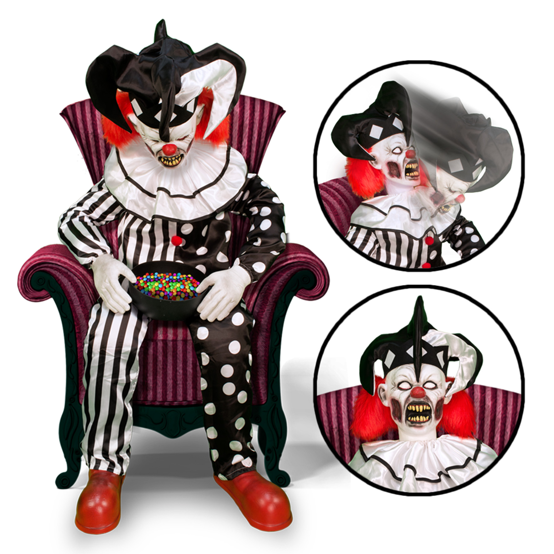 Sitting Scare Clown Animated Prop