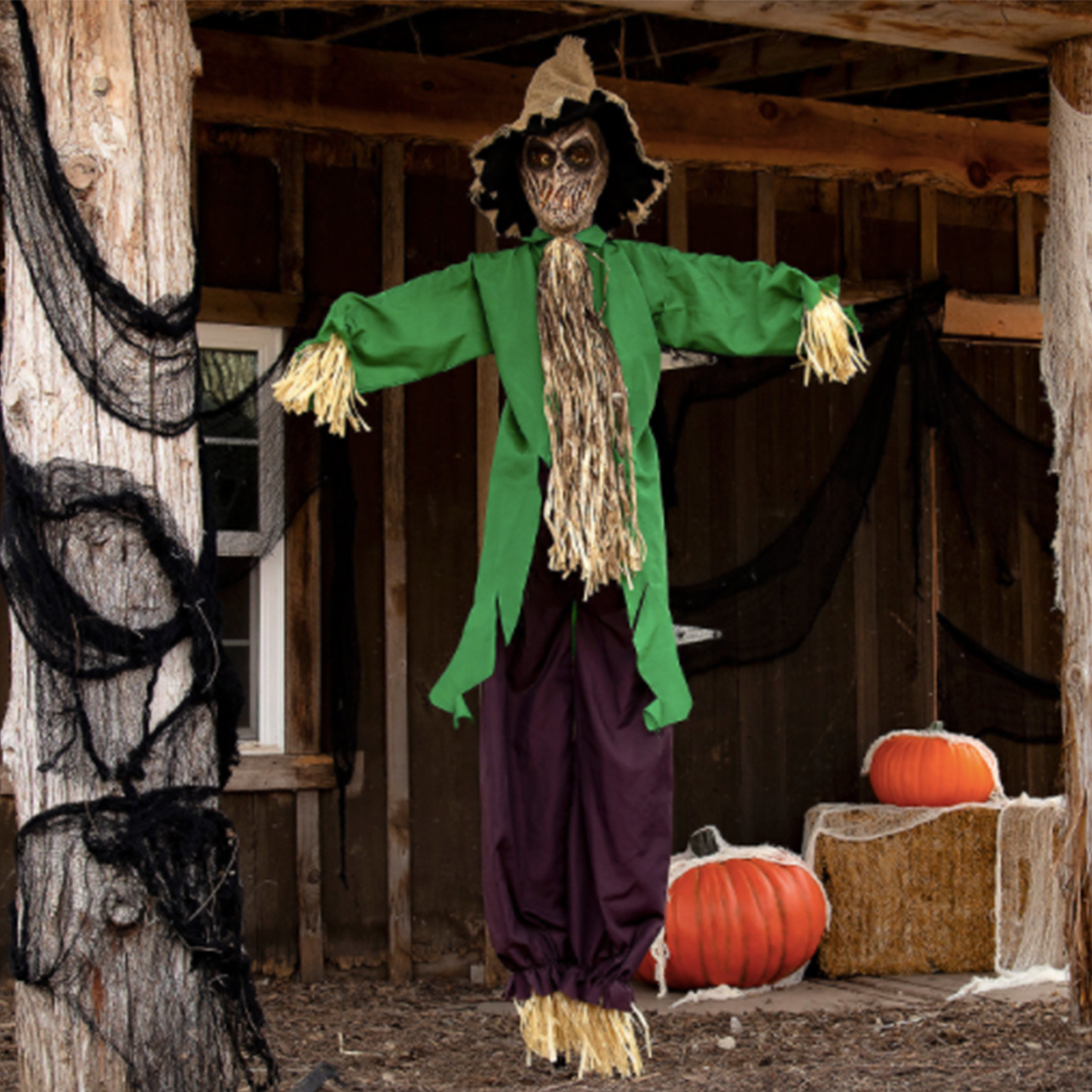 6ft Animated Standing Shaking Halloween Scarecrow