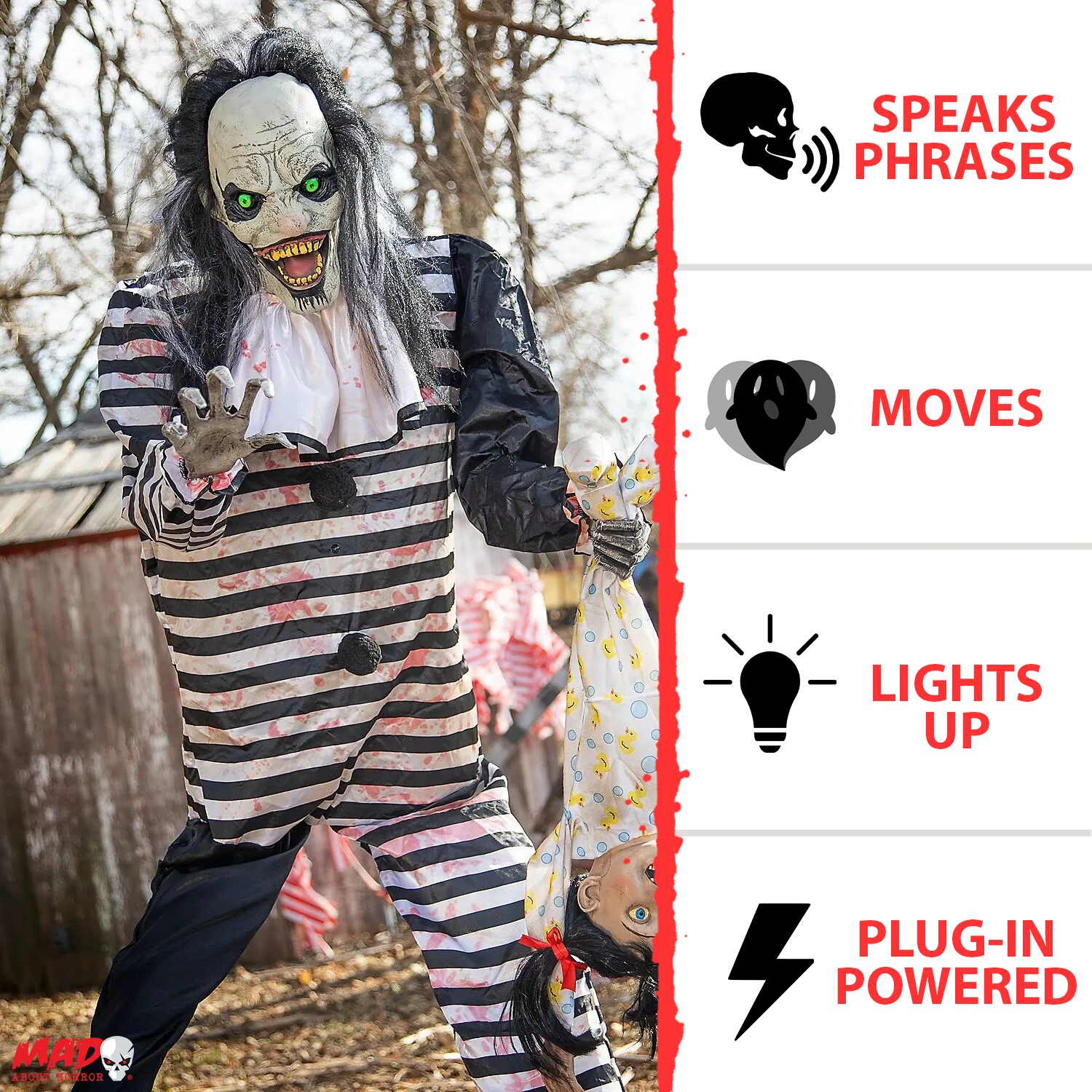 7ft Sweet Dreams Clown Animierte Halloween Requisite