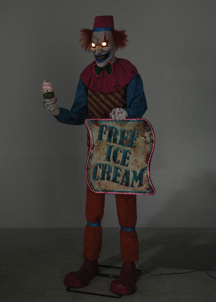 Neon Ice Cream Clown Animated Halloween Prop