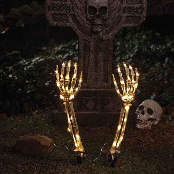 light up skeleton arms halloween decor
