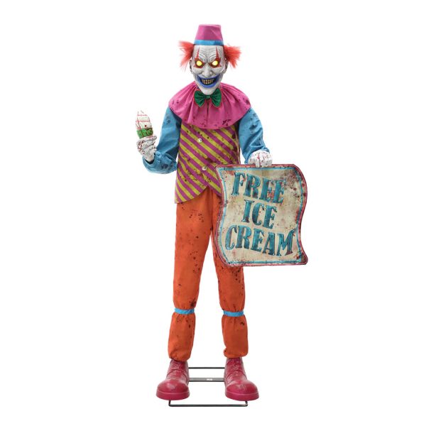 neon ice cream clown lunging halloween prop