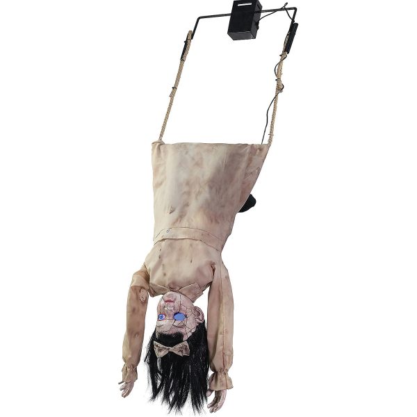 Halloween animatronic swinging head first doll
