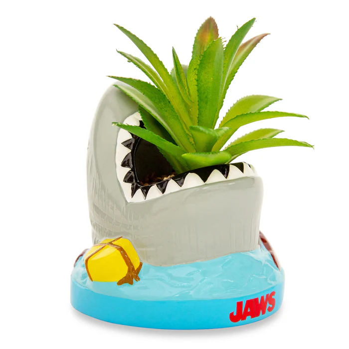 JAWS Shark 4-Inch Ceramic Mini Planter With Artificial Succulent