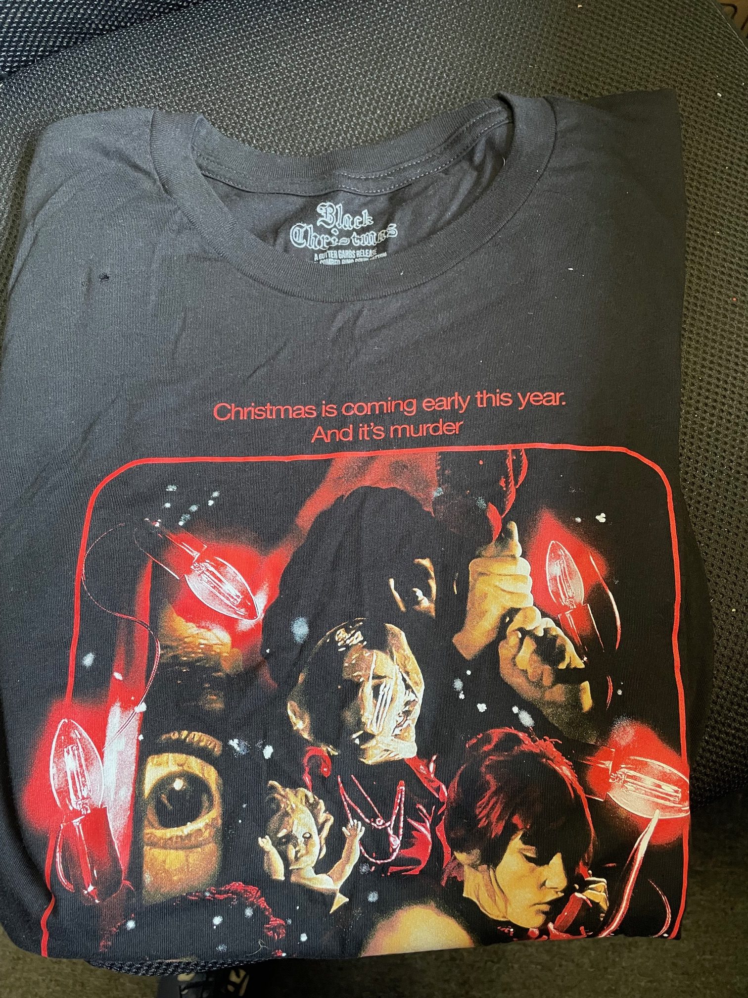 Gutter Garbs Horror T Shirt - Black Christmas: Yuletide Fear T-Shirt-(S) (IMPERFECT)