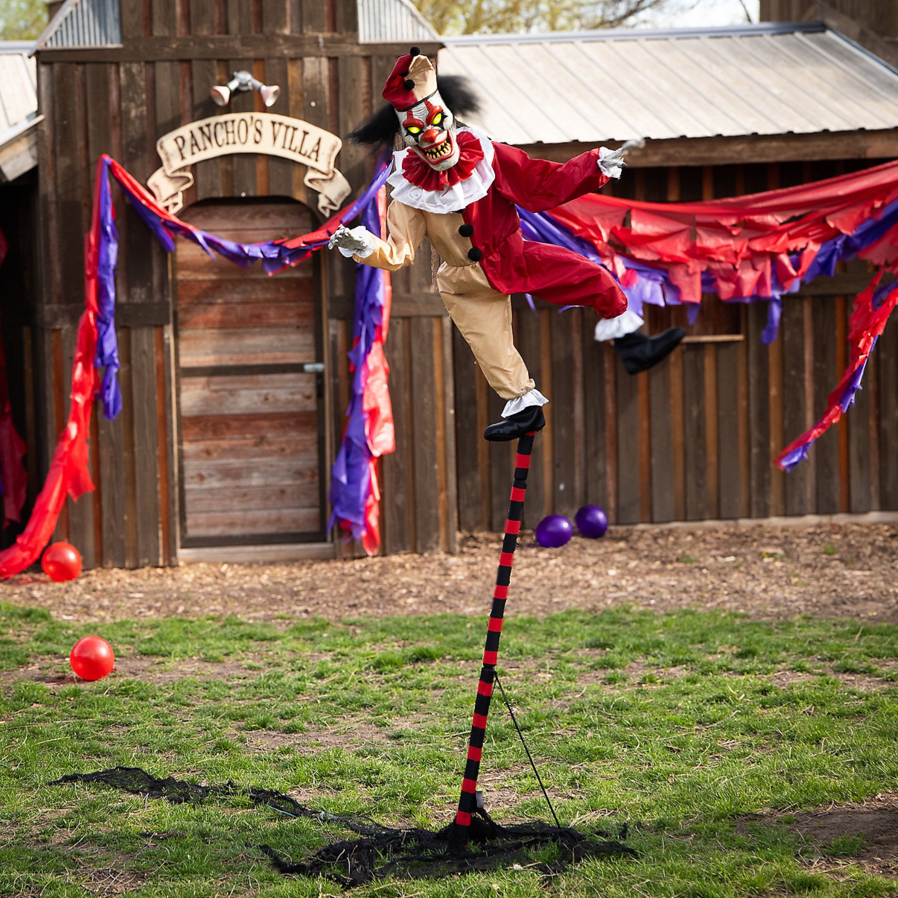 8ft Balancing Clown Halloween Animated Prop