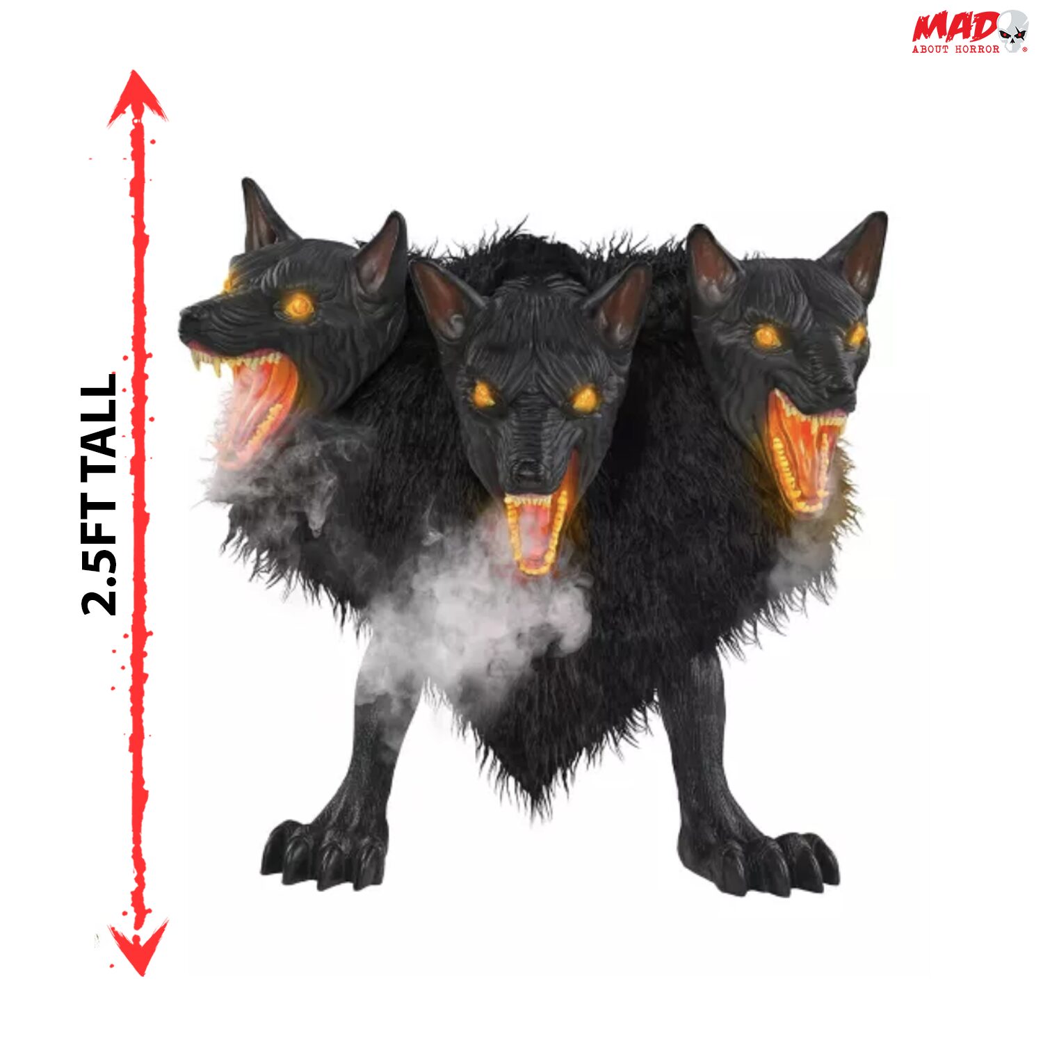 Accessoire d'Halloween animé Chien à trois têtes Cerbère 76 cm