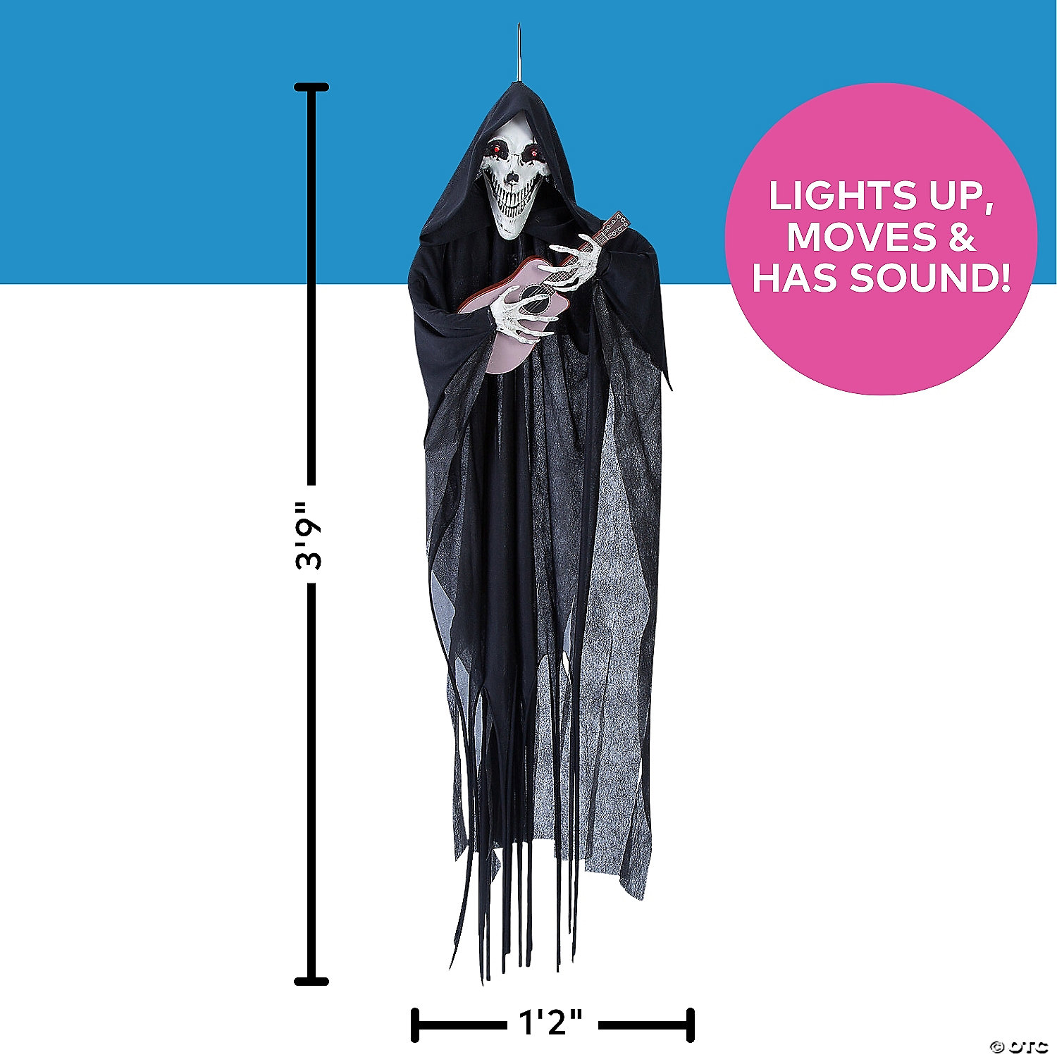 4ft Hanging Singing Reaper With Guitar Animated Prop