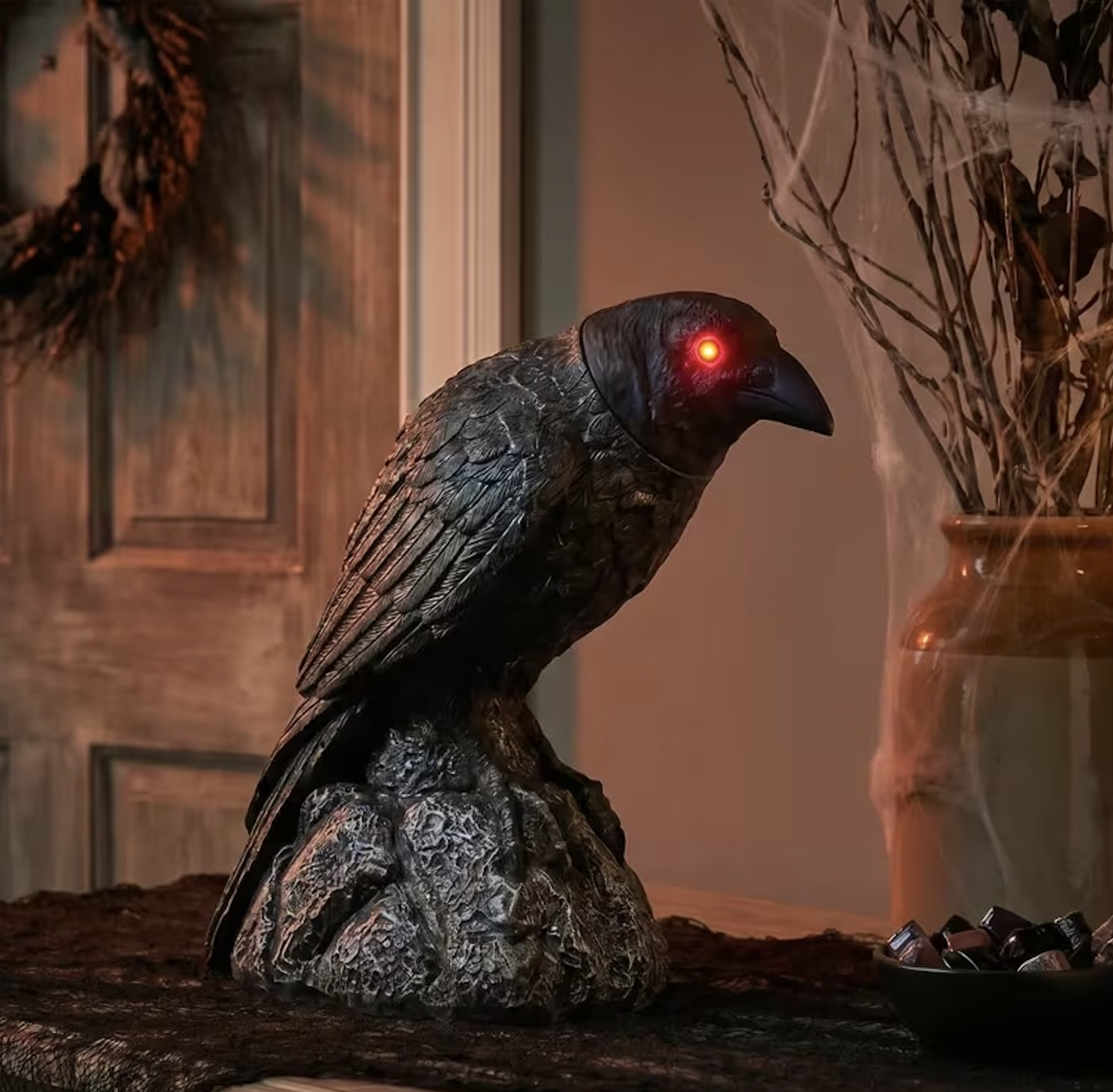 Raven with Turning Head Animated Prop