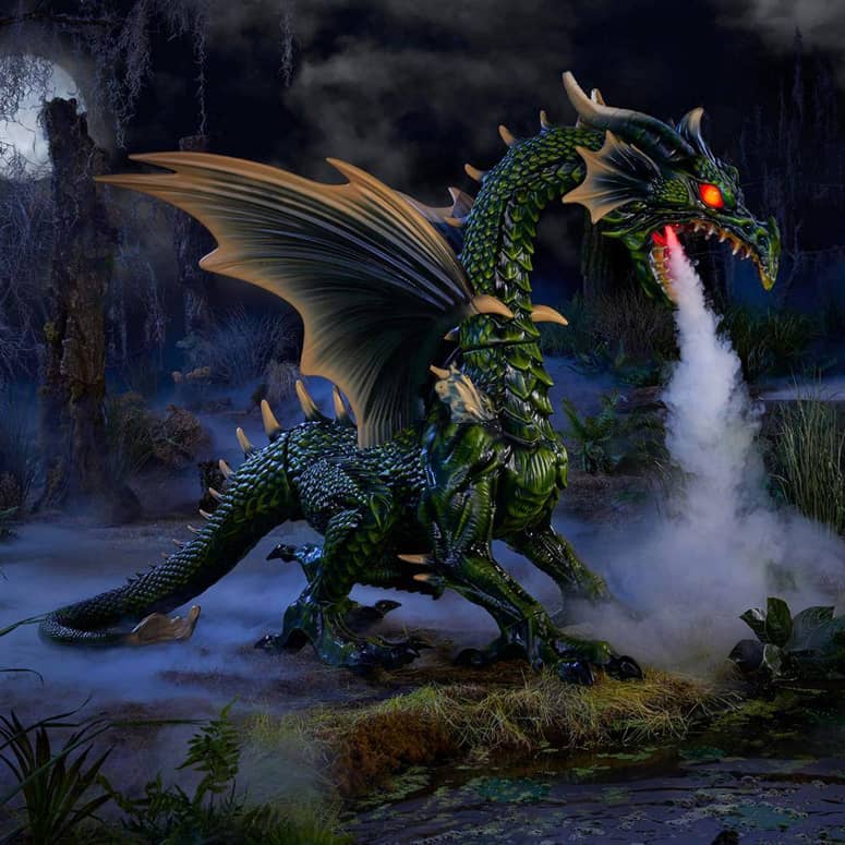 Giant Green Dragon Animated Prop