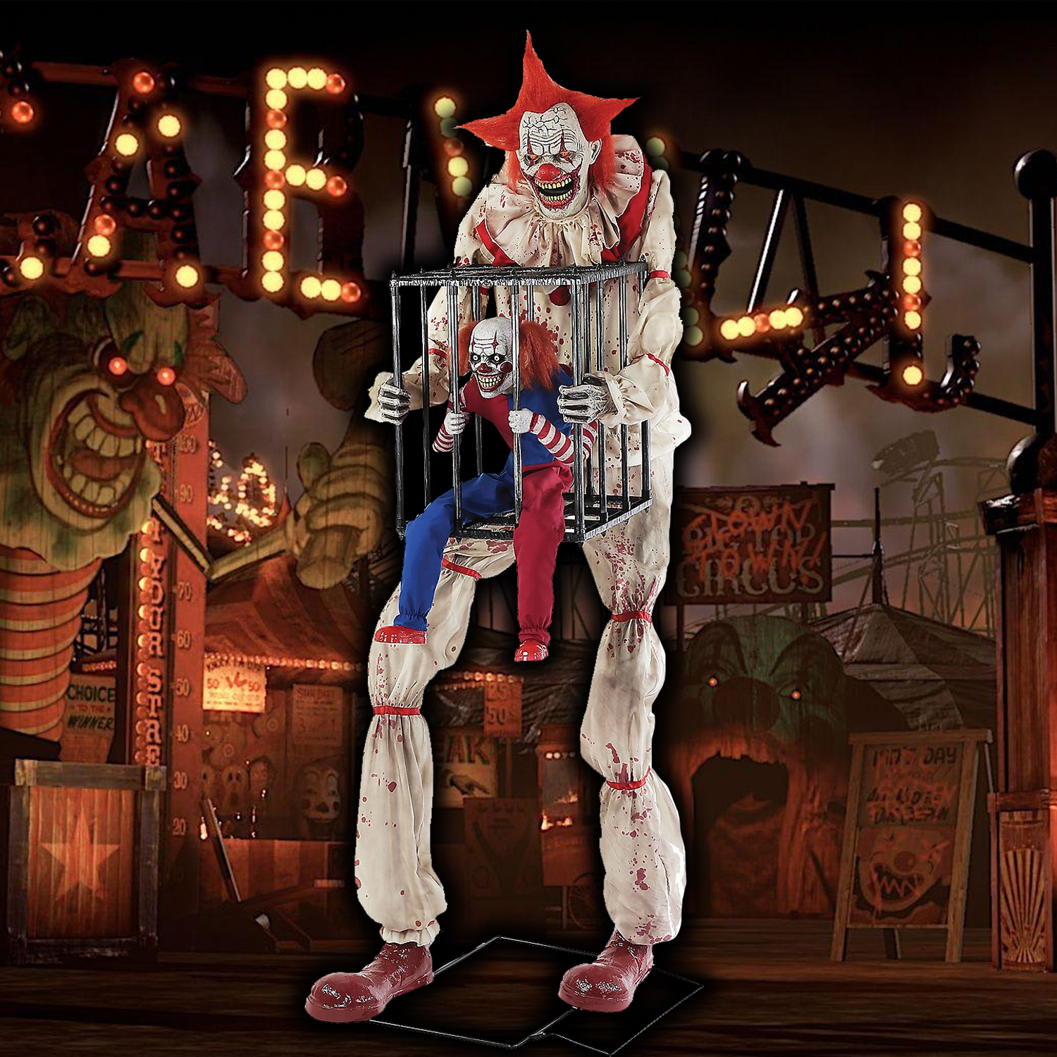 Animated Cagey the Clown with Caged Clown