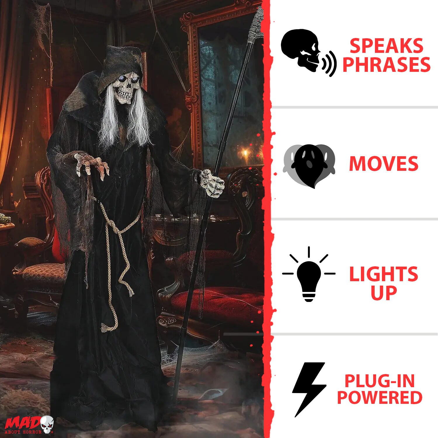 6ft Lunging Reaper with DIGITEYES Halloween Animatronic