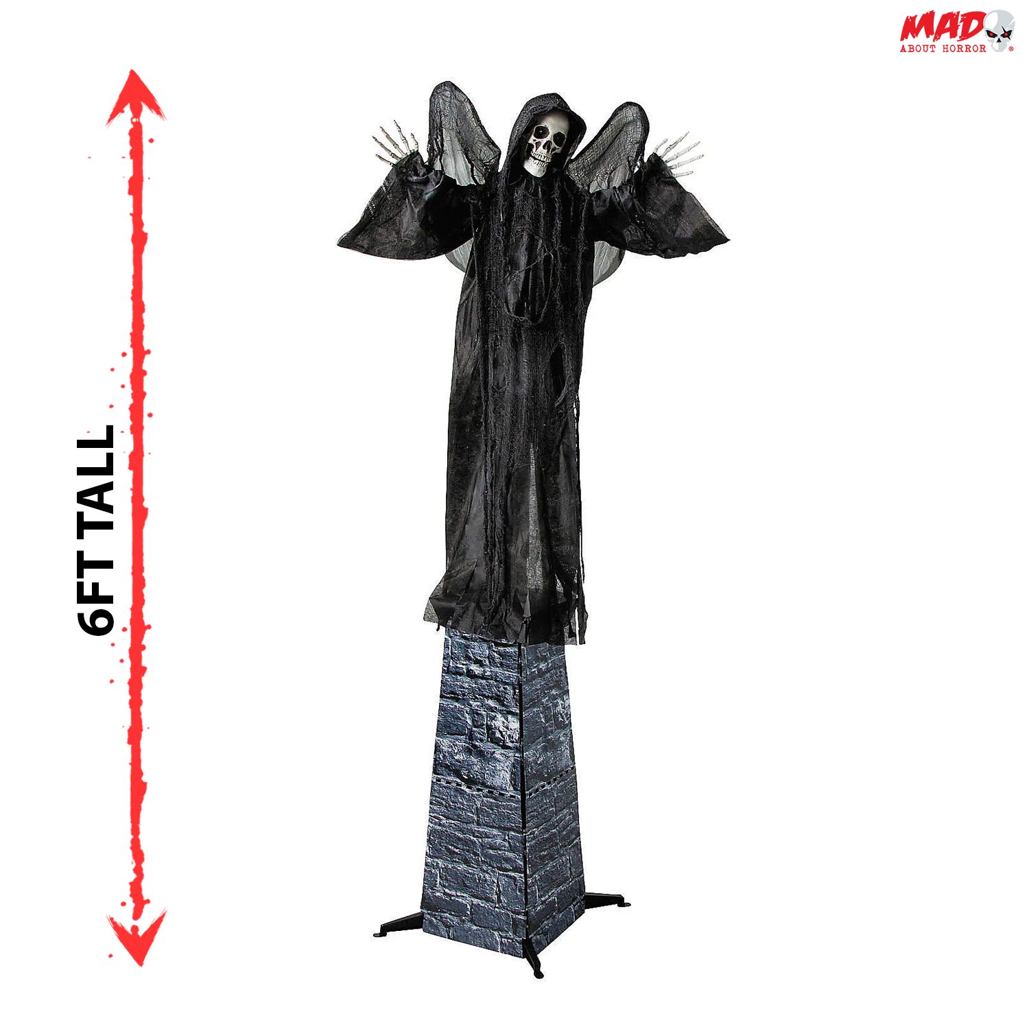 6ft Standing Skeletal Reaper Animated Halloween Prop