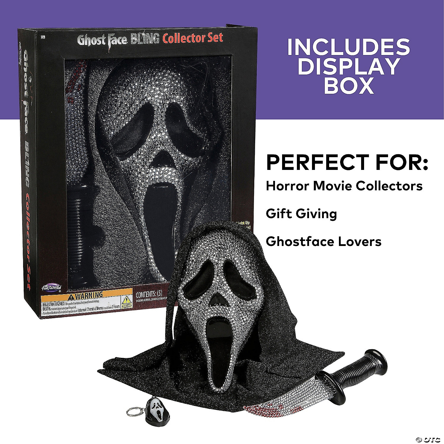 GhostFace - Bling Mask, Knife & Light-Up Keychain Collector Box Set