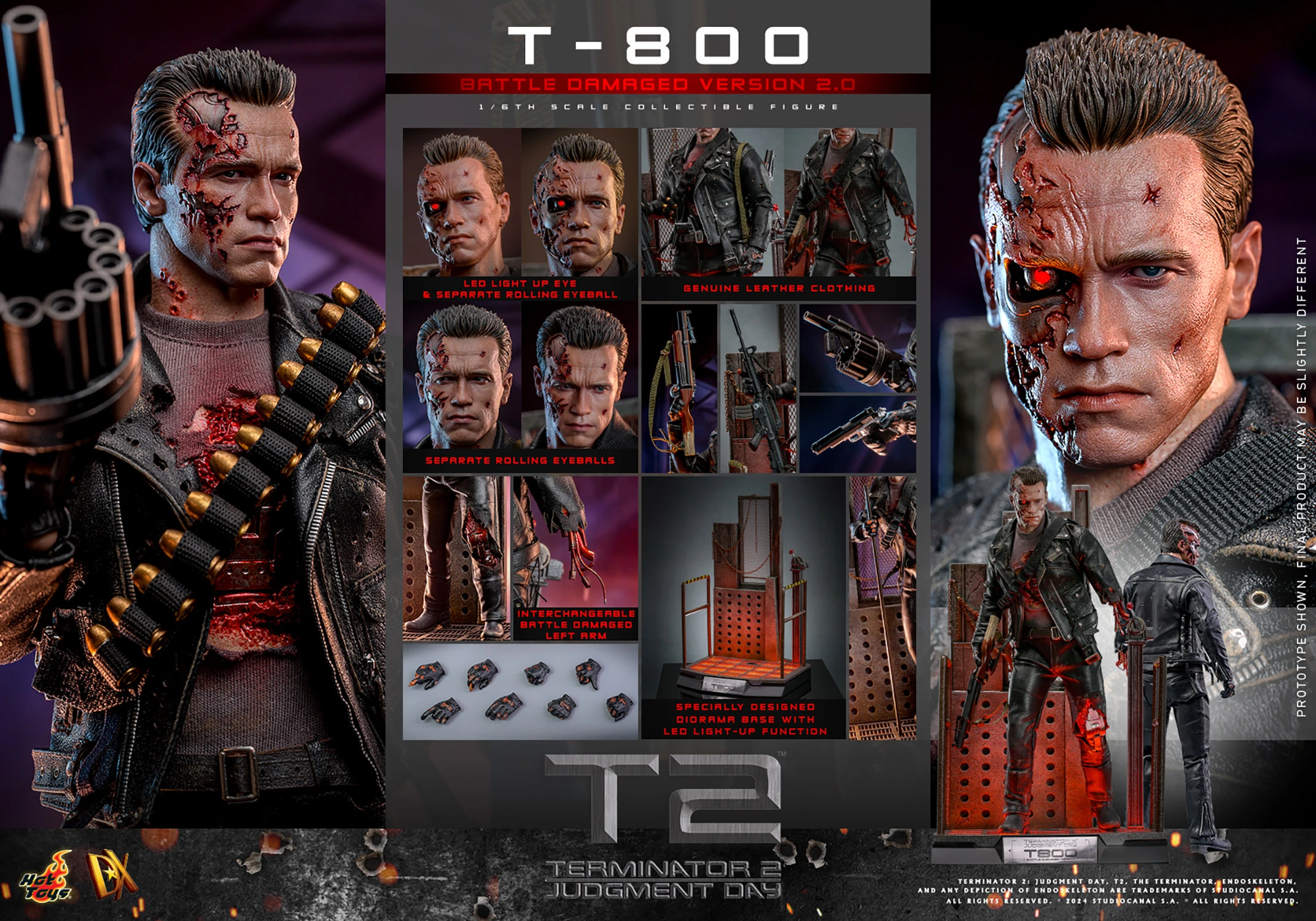 Hot Toys Terminator 2: Judgment Day - T-800 Battle Damaged Version (2.0) 1/6 Scale Figure