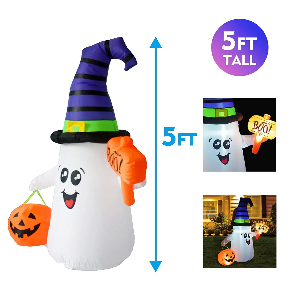 5ft Light Up Halloween Inflatable Ghost