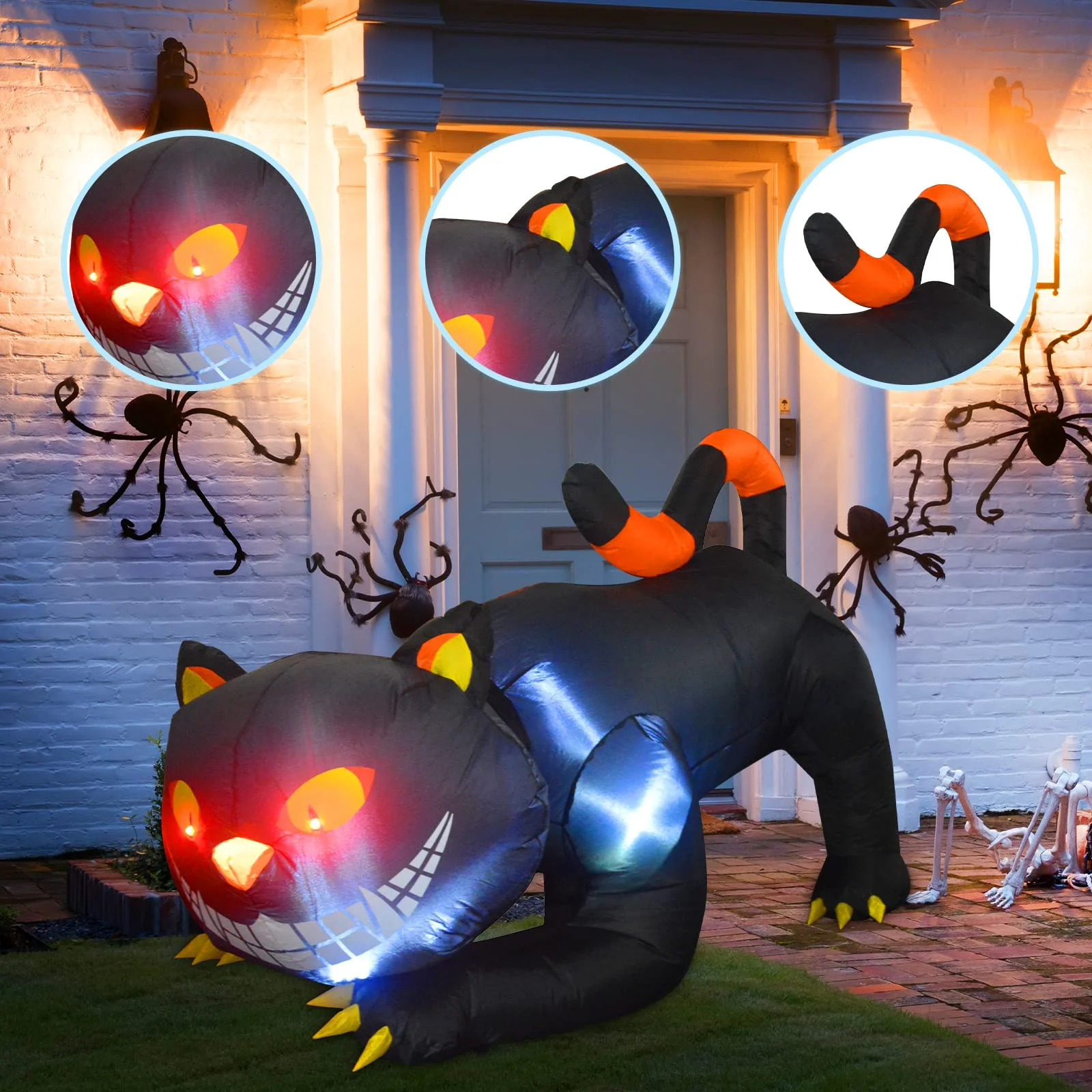 6ft Animated Halloween Inflatable Black and Orange Cat