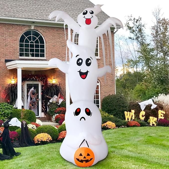 10ft Halloween Inflatable Light Up Ghost Trio