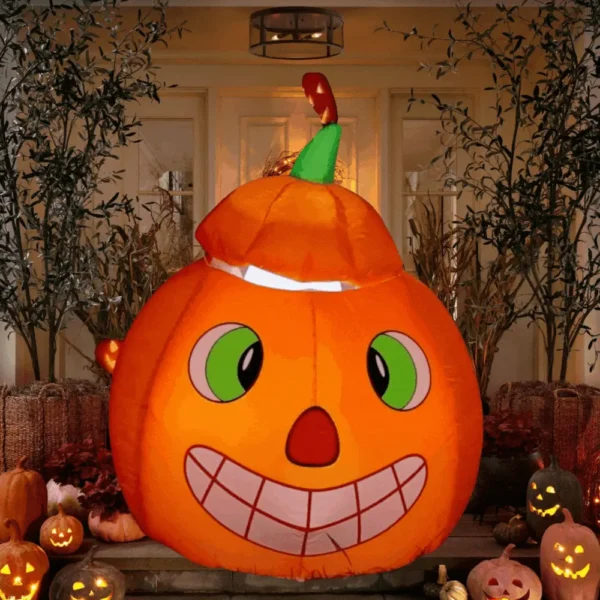 Citrouille gonflable animée de 5 pieds pour Halloween et fantôme pop-up