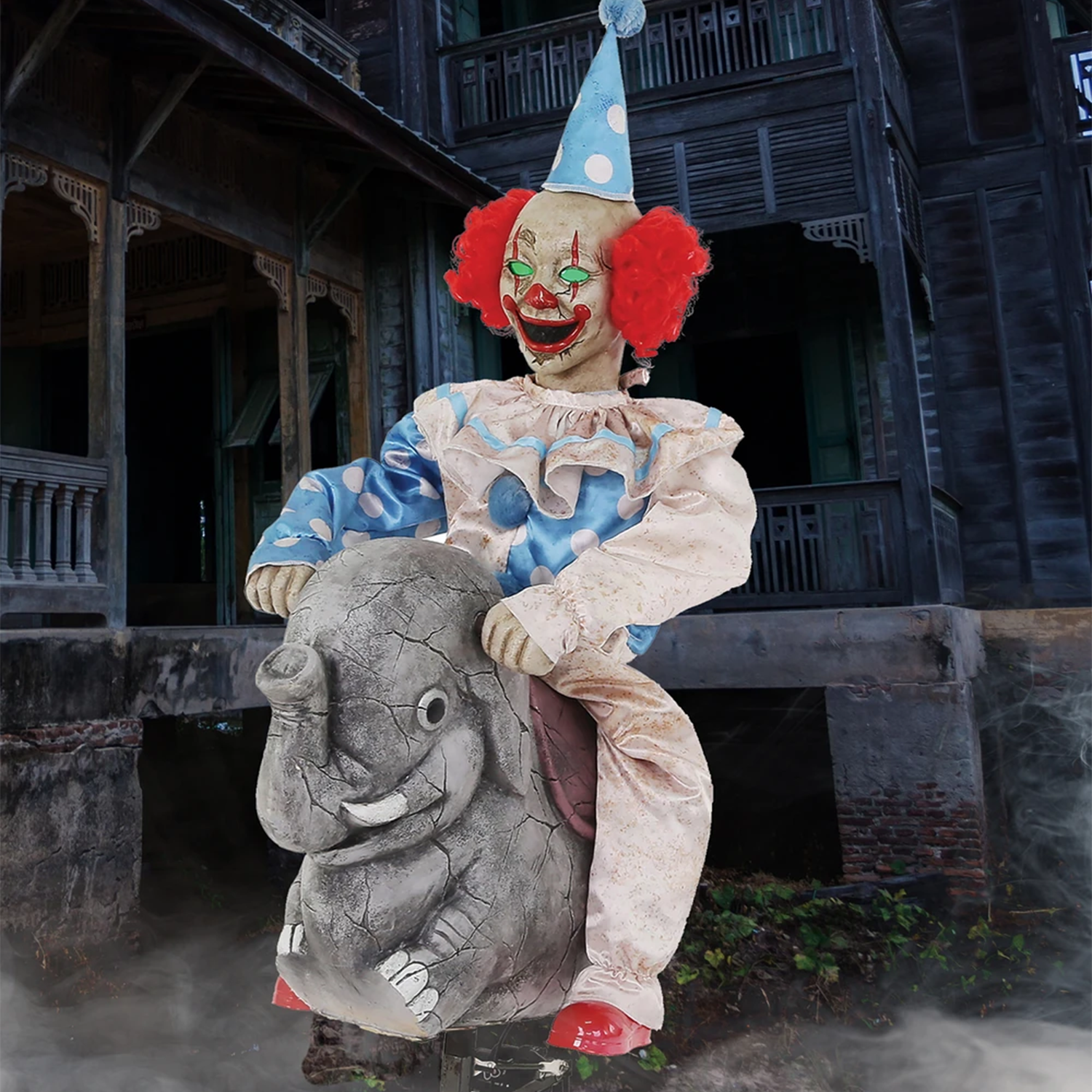 Rocking Elephant Clown Animated Halloween Prop
