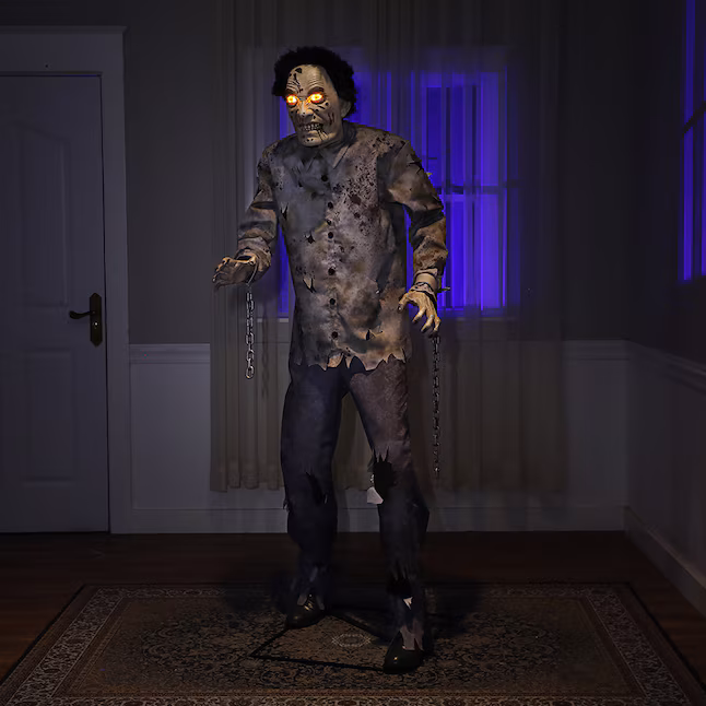 6ft Chained Zombie Halloween Animated Prop
