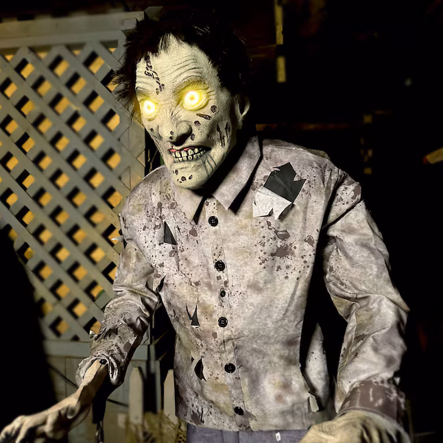 6ft Chained Zombie Halloween Animated Prop