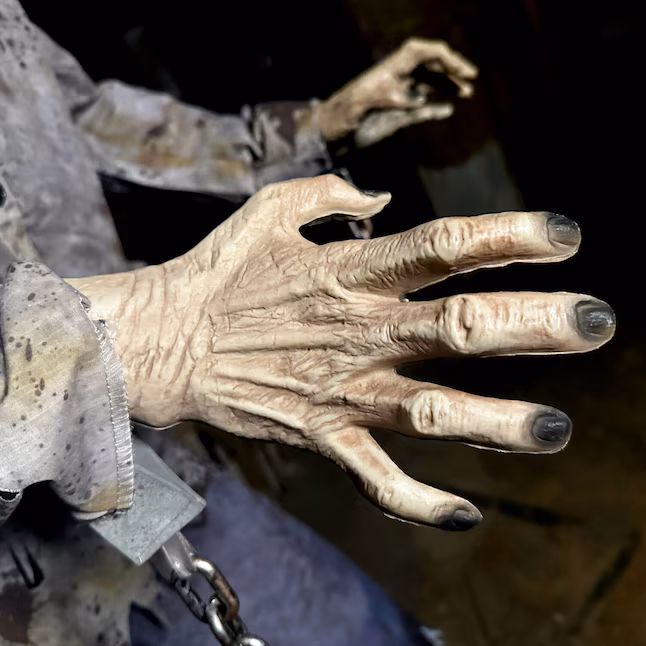 6ft Chained Zombie Halloween Animated Prop