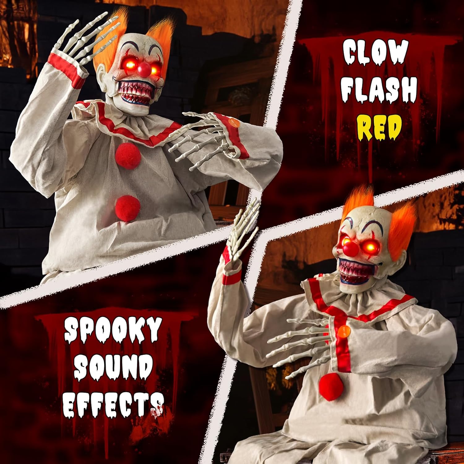 Shaking Sitting Clown Animated Halloween Prop