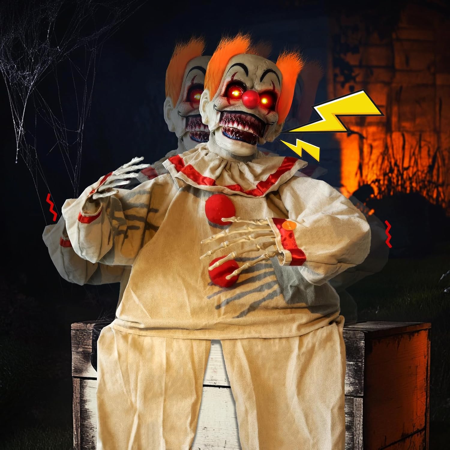 Shaking Sitting Clown Animated Halloween Prop